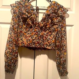 NWT Zara ruffled long sleeves top. Size XS